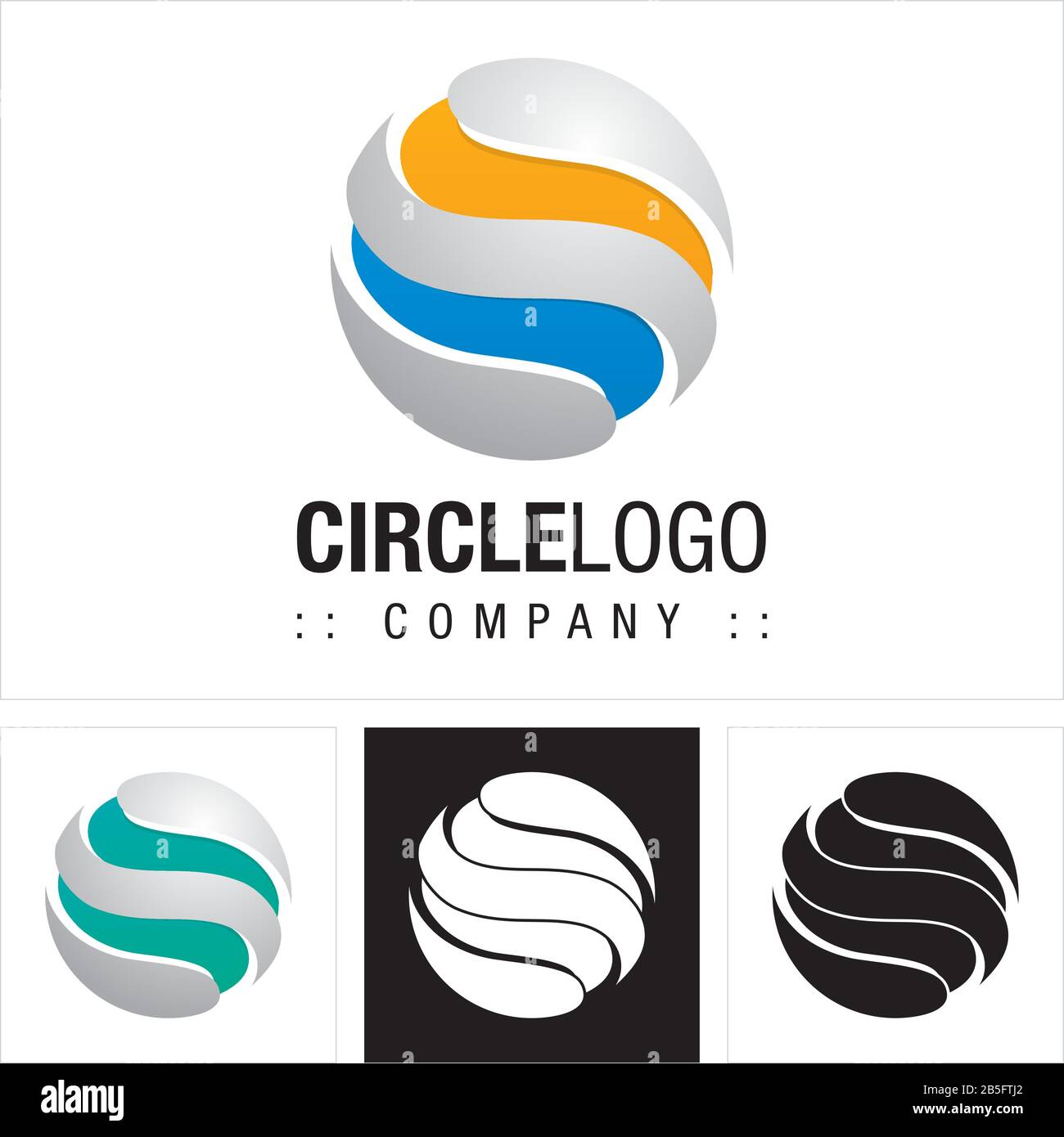 Cerchio (Sfera, Onde, Strisce) Logo Di Vector Symbol Company (Logo). Globe Earth World Technology 3d Layer Stile Icona Illustrazione. Elegante E Moderno Illustrazione Vettoriale