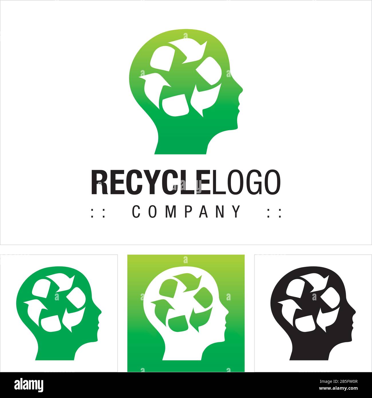 Logo (Logo) Vector Symbol Company (Logo) Di Recycle (Ecology Thinking, Head, Mind). Illustrazione Dell'Icona Dello Stile Di Sostenibilità. Elegante Concetto Di Identità Moderna. Illustrazione Vettoriale