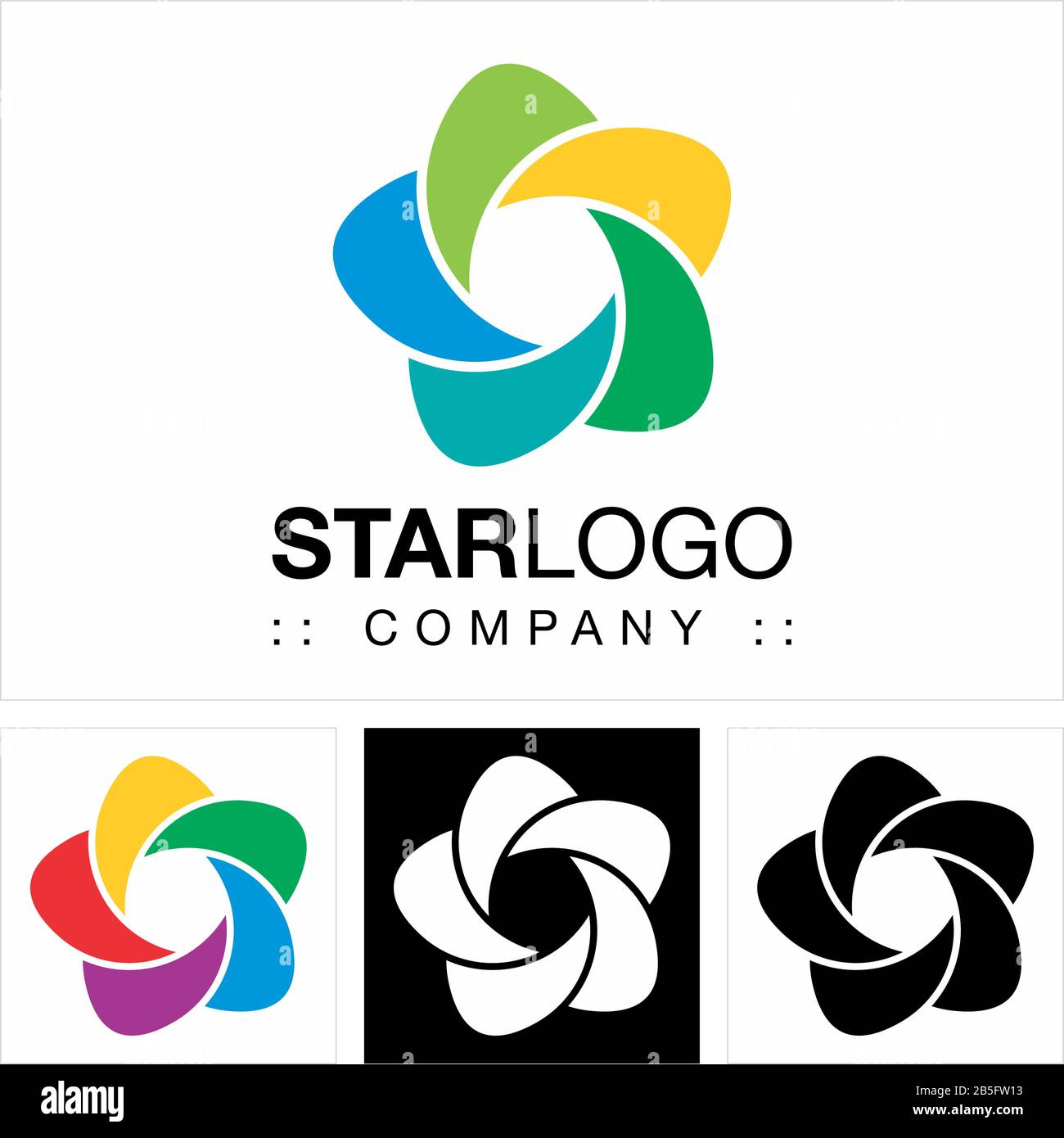 Logo Star Vector Symbol Company. Logo Pentagon Spiral Color Gradient Style. Illustrazione dell'icona. Elegante Idea Di Concetto Di Identità Modello Di Idea Illustrazione Vettoriale