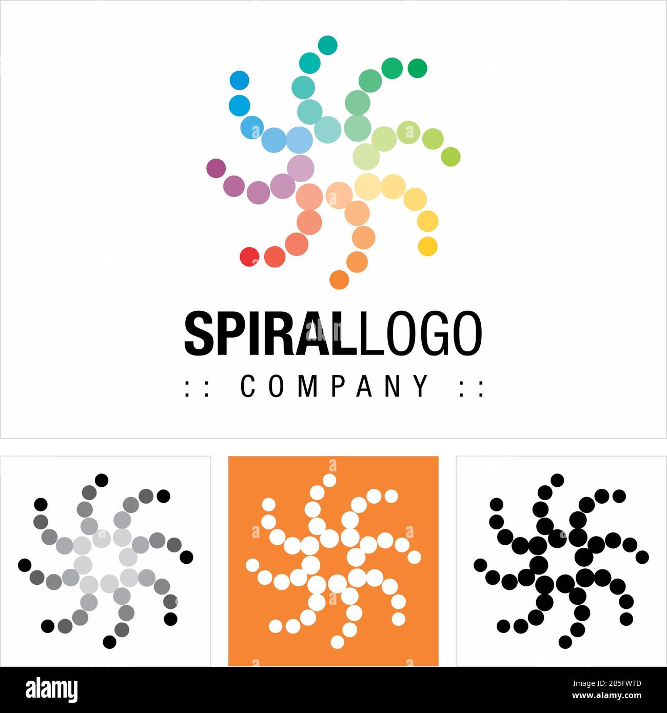 Logo (Logotipo) Vector Symbol Company A Spirale (Cerchi, Archi). Cerchi Multipli (Forme), Movimento, Illustrazione Icona Stile Dinamico. Elegante e colorf Illustrazione Vettoriale
