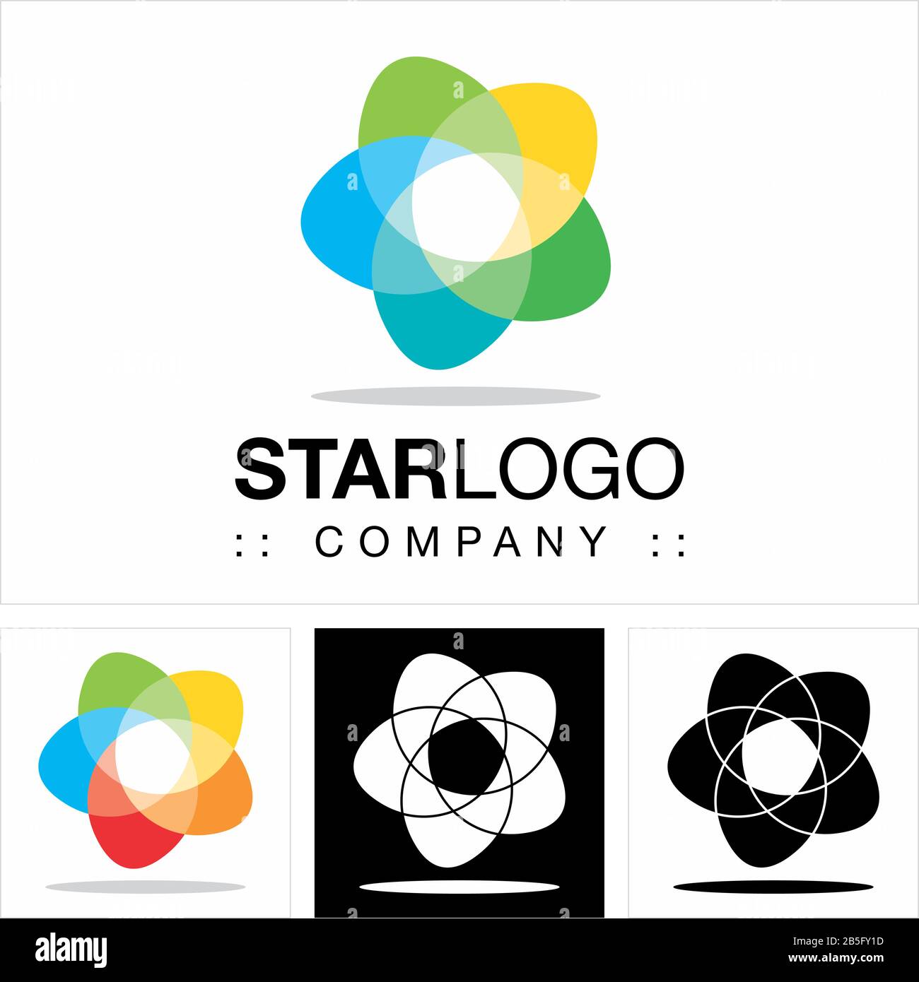 Logo Star Vector Symbol Company. Logo Pentagon Spiral Color Gradient Style. Illustrazione dell'icona. Elegante Idea Di Concetto Di Identità Modello Di Idea Illustrazione Vettoriale