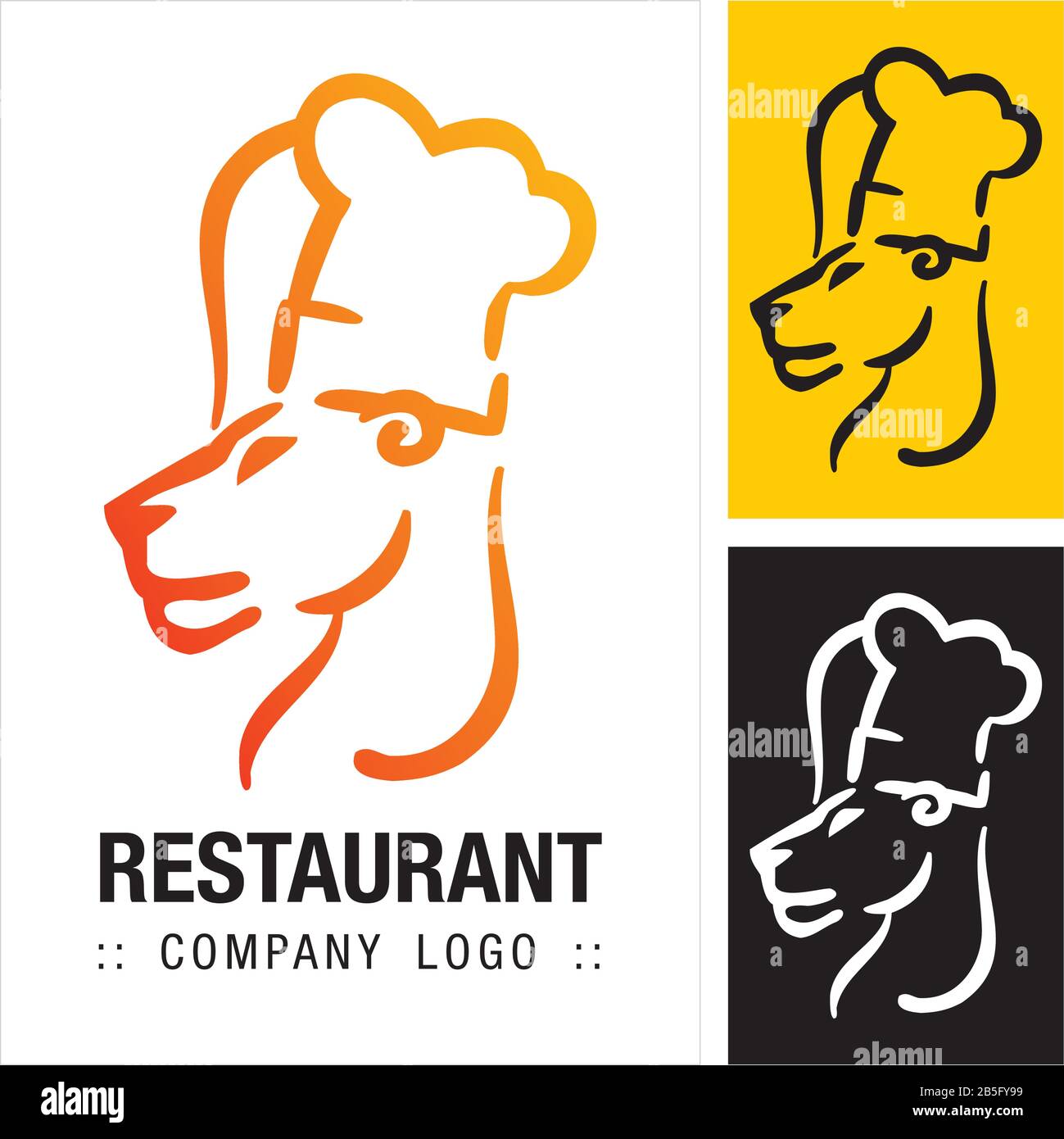 Logo (Logotipo) Di Chef Lion (Lioness) Vector Symbol Company (Restaurant). Illustrazione Dell'Icona Stile Di Cottura. Elegante Concetto Di Identità Moderna Idea Di Design Illustrazione Vettoriale