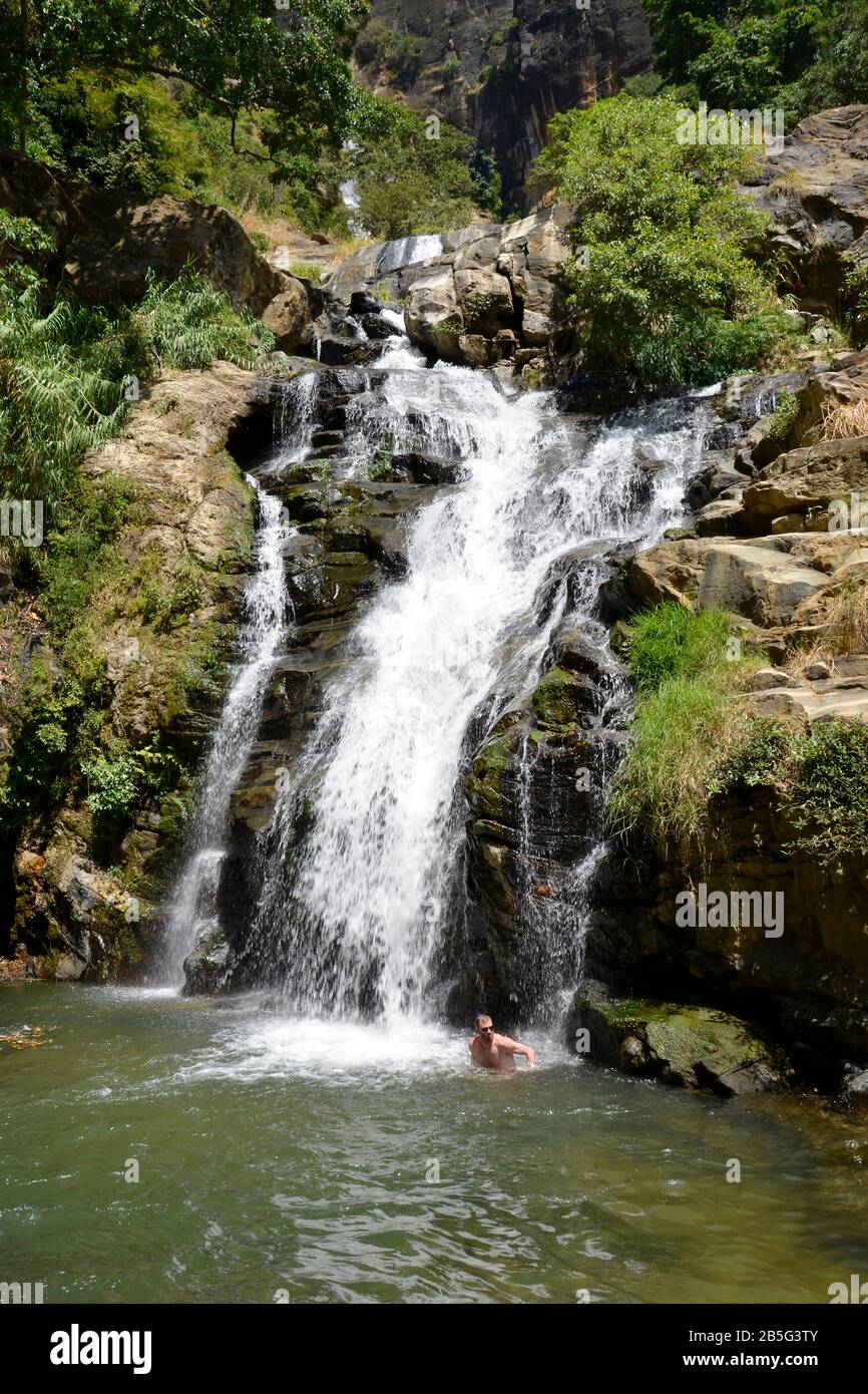 Ravana Falls, Ella, Sri Lanka Foto Stock