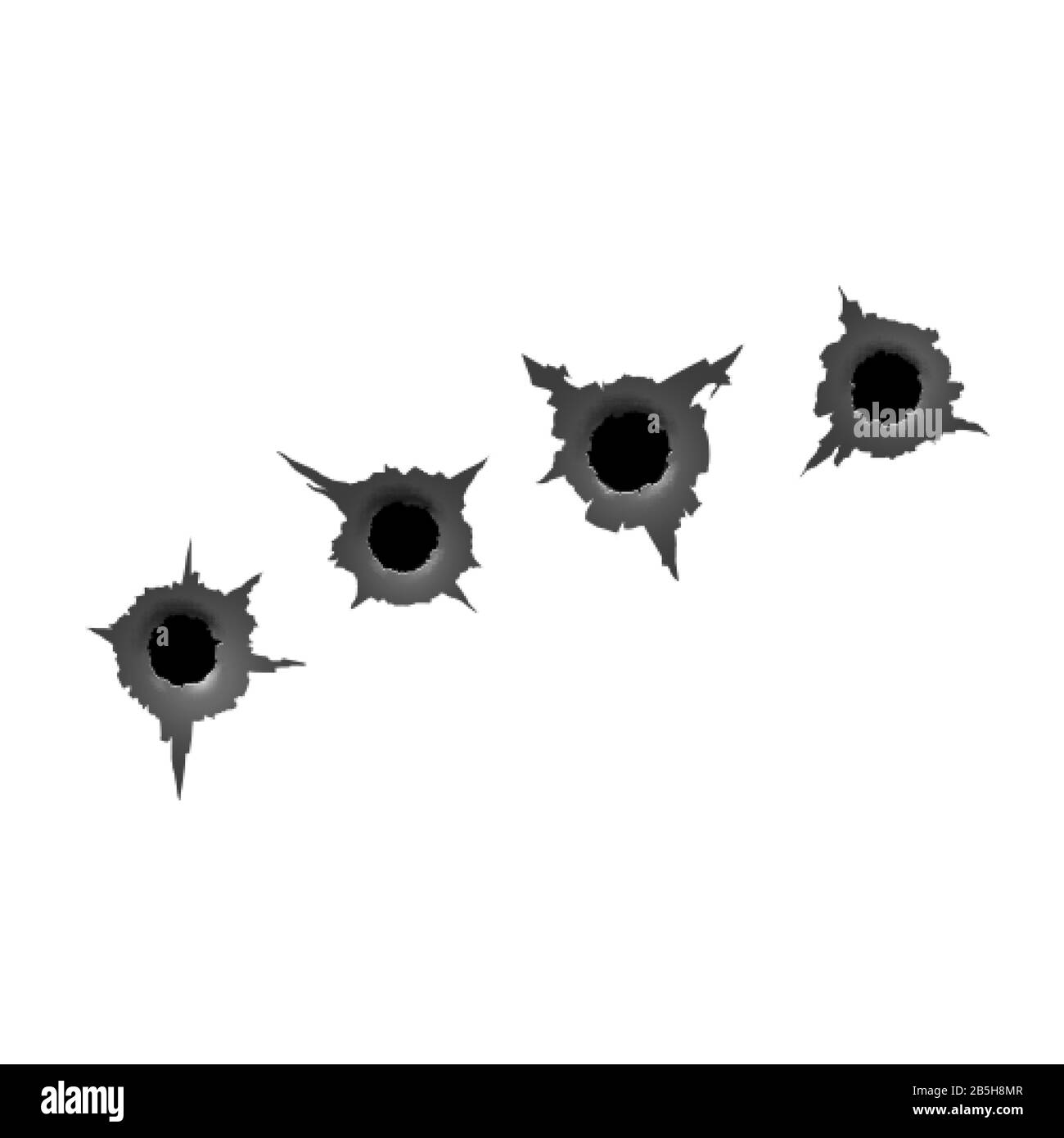 Binario dalla mitragliatrice. Foro per pallottola. Danni e crepe sulla superficie dal vettore di pallottola Illustrazione Vettoriale