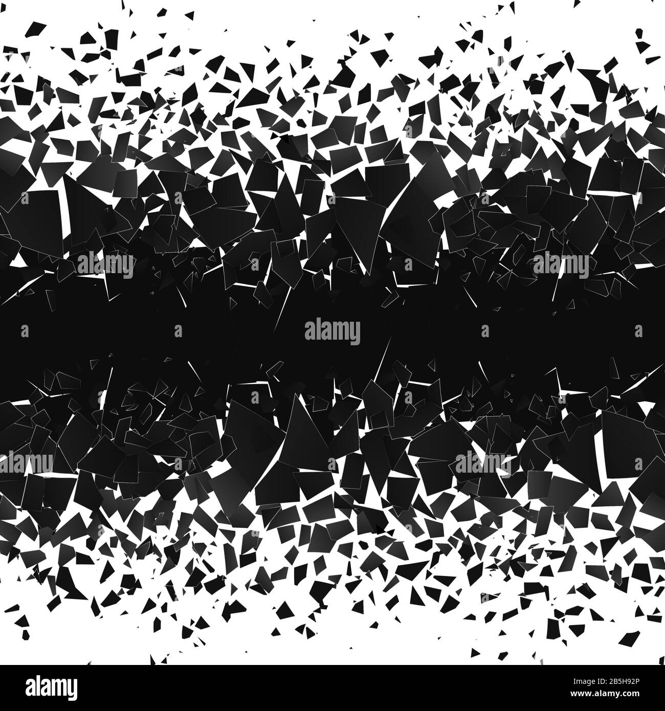 Nube astratta di pezzi e frammenti dopo l'esplosione. Superficie di demolizione. Infrangibile e distruzione effetto halftone. Vettore Illustrazione Vettoriale