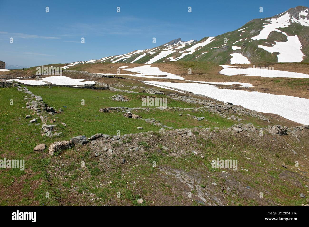 Rovine Romane, Passo San Bernardo, La Thuile, Valle D'Aosta. Italia | Römische Ruinen, Passo Kleiner San Bernhard Foto Stock