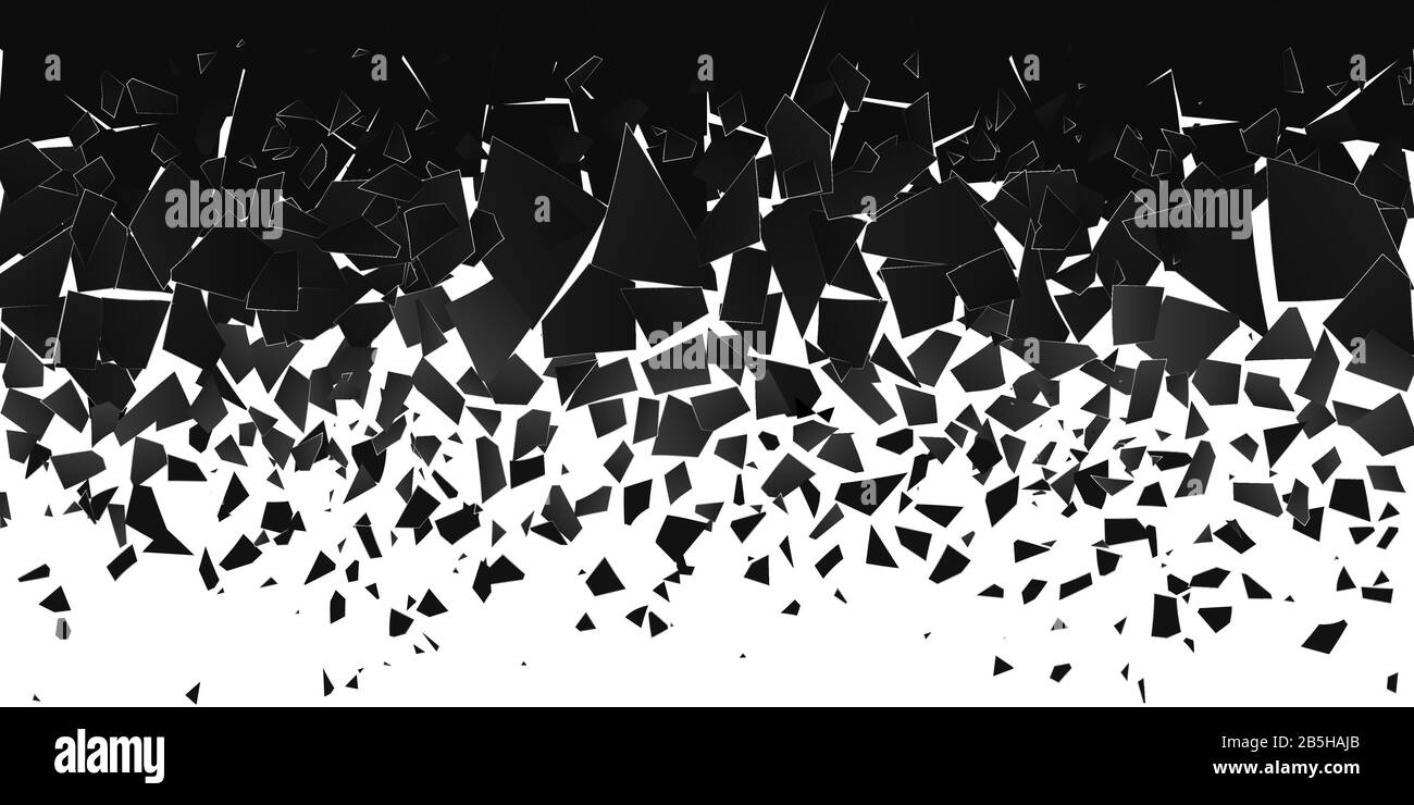 Nube astratta di pezzi e frammenti dopo l'esplosione. Effetto di distruzione e distruzione. Superficie di demolizione. Illustrazione del vettore Illustrazione Vettoriale