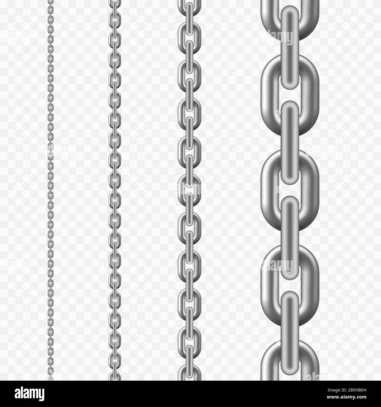 Modello di catena senza giunzioni. Trama a catena metallica color argento. Illustrazione vettoriale isolata su sfondo trasparente Illustrazione Vettoriale
