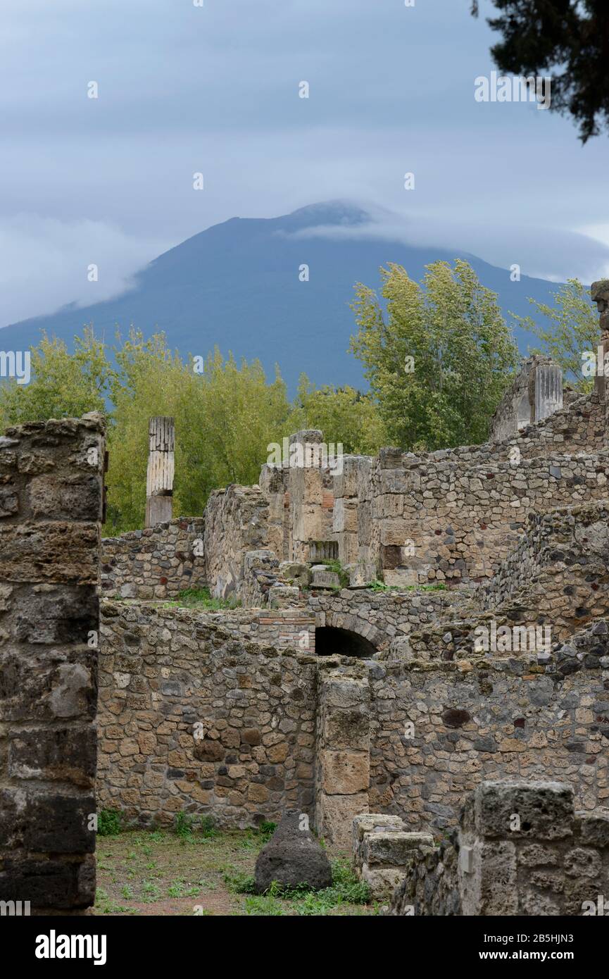 Ruinen, Pompeji, Vesuv, Kampanien, Italien Foto Stock