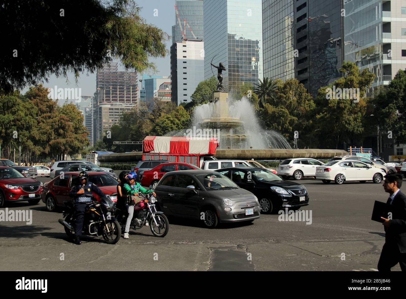 Fontana della Diana la Cacciatrice in Città del Messico sul Paseo de la Reforma. Fuente de la Diana la Cazadora. Foto Stock