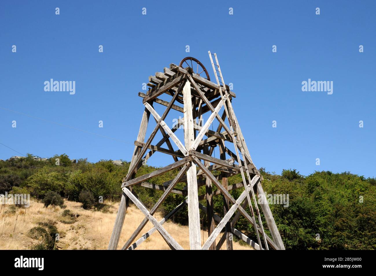 Il fungo si dirige presso la vecchia miniera Golden Progress a Idaburn, nel centro di Otago, sulla New Zealands South Island. Il sito è gestito e curato da DOC. Foto Stock