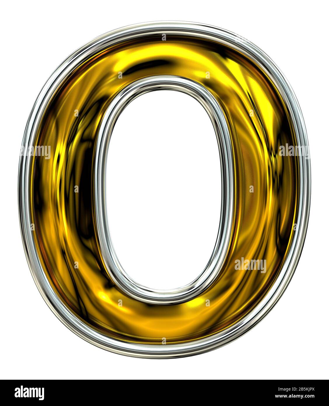 Rendering 3D. Lettera minuscola o.. Rendering ABC ad alta risoluzione nitido. Ispirazione in metallo goffrato. Font stile numero porta originale. Argento rimmed. Isolato Foto Stock