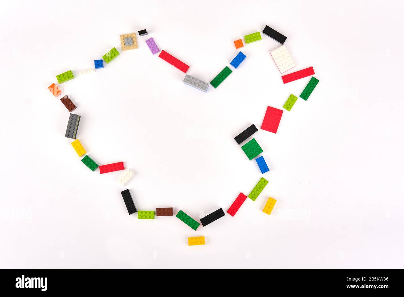 LEGO Bricks Grande Muraglia Cinese concetto di mappa del mondo cinese Foto Stock
