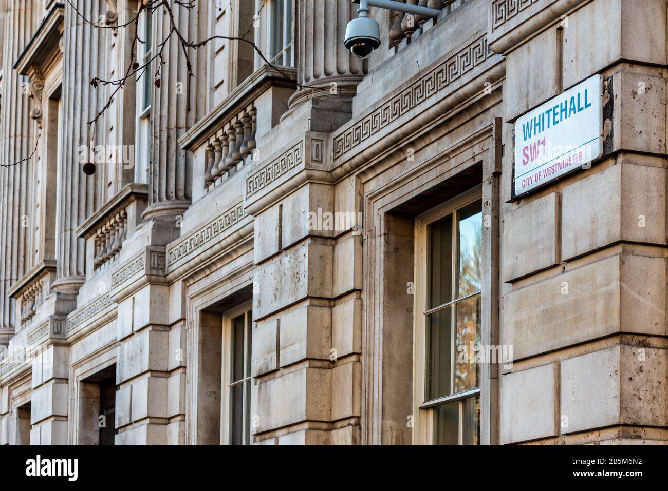 Whitehall SW1 Londra. Edifici governativi del Regno Unito a Whitehall, nel centro di Londra, nel distretto governativo e del servizio civile. Foto Stock