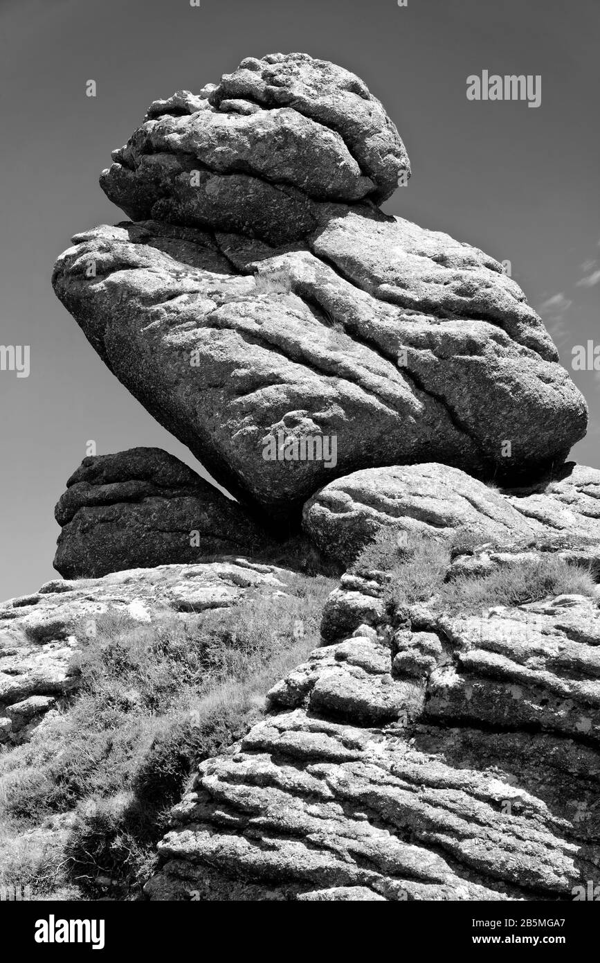 Granito Rocks A Honeybag Tor, Bonehill Down, Dartmoor, Devon, Regno Unito Foto Stock