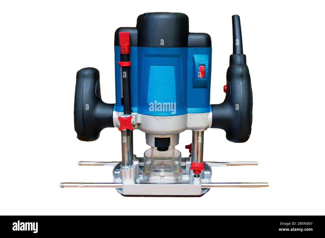 Fresatrice elettrica per uso domestico, isolata su bianco Foto Stock