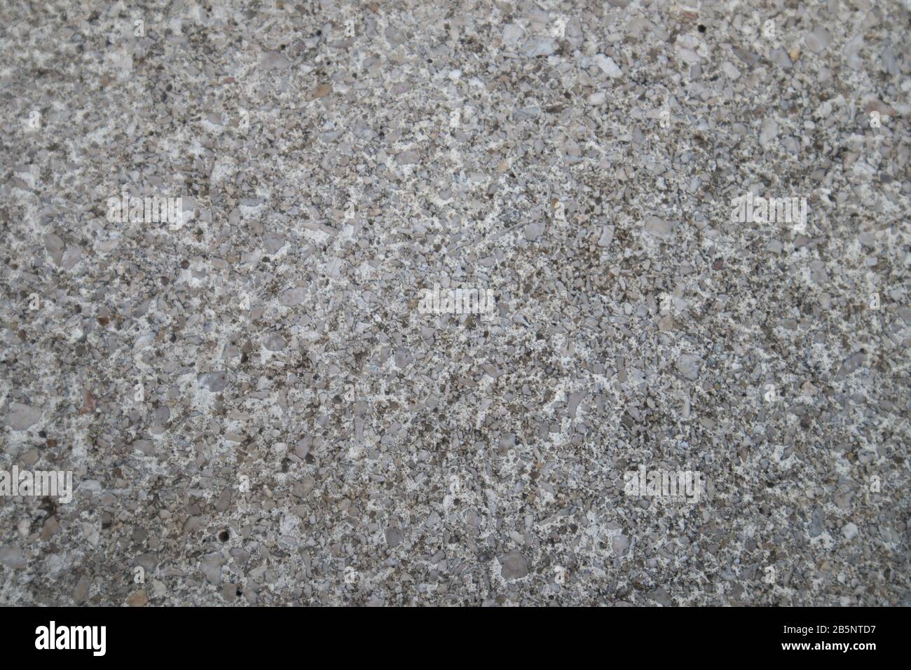 Terreno che combina diversi tipi di pietre compattate di colore bianco e grigio formando una texture granulosa marmorizzata Foto Stock
