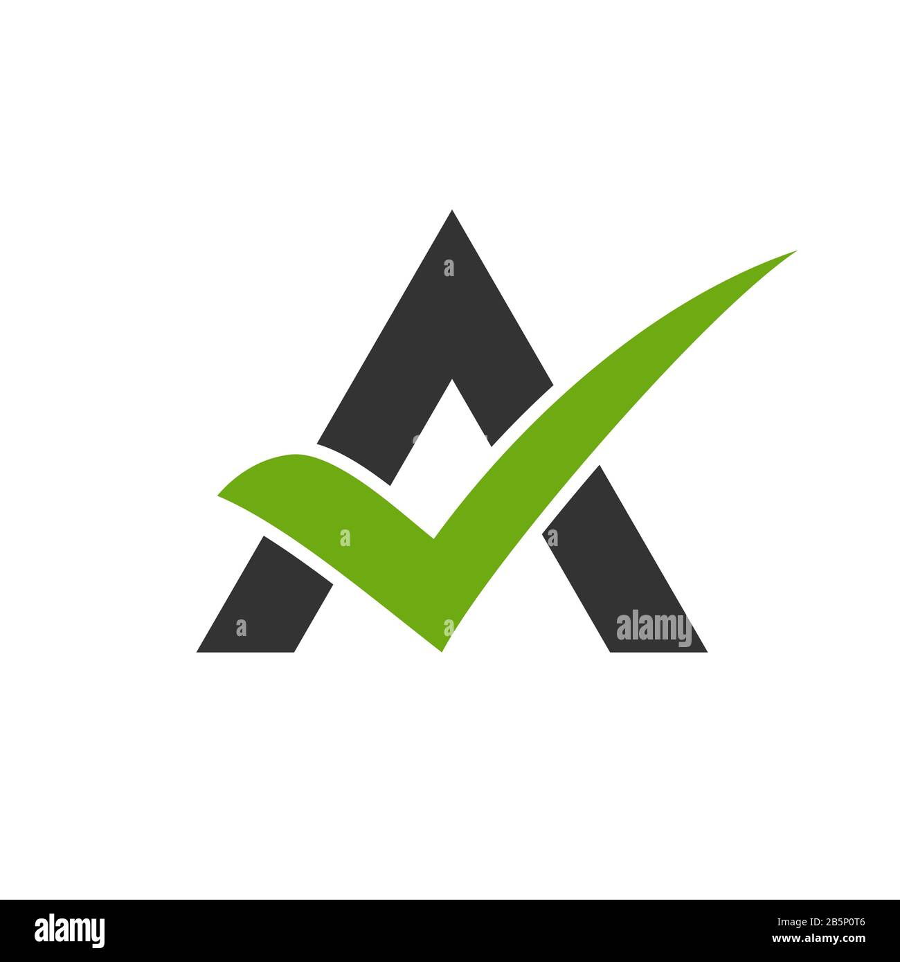 Design Dell'Illustrazione Di Un Modello Di Logo Con Segno Di Spunta Lettera. Vettore EPS 10. Foto Stock