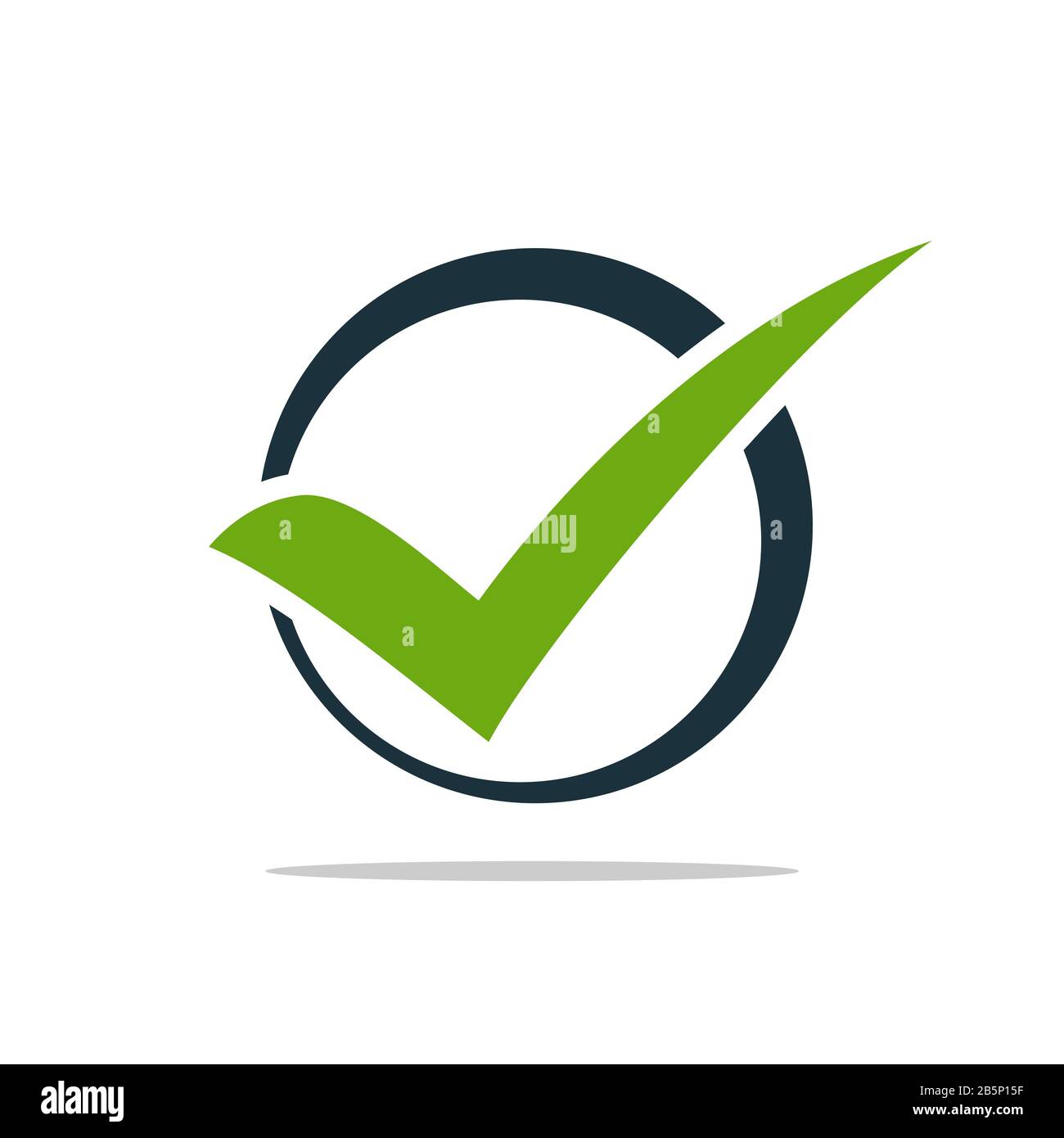 Disegno Dell'Illustrazione Del Modello Del Logo Del Segno Di Spunta Verde. Vettore EPS 10. Foto Stock