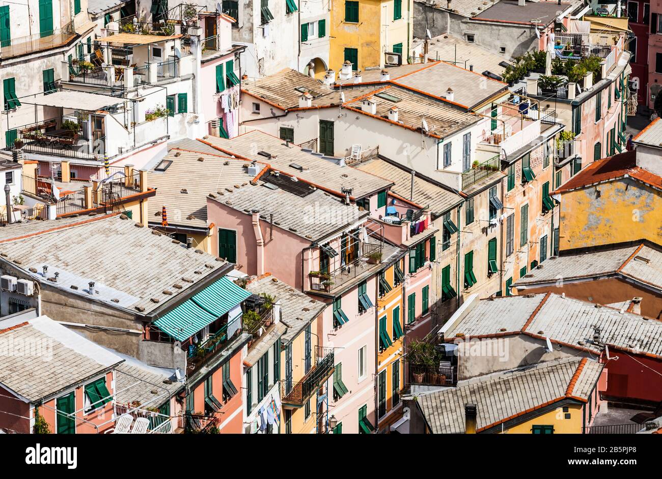 Vernazza, Italia edifici. Foto Stock