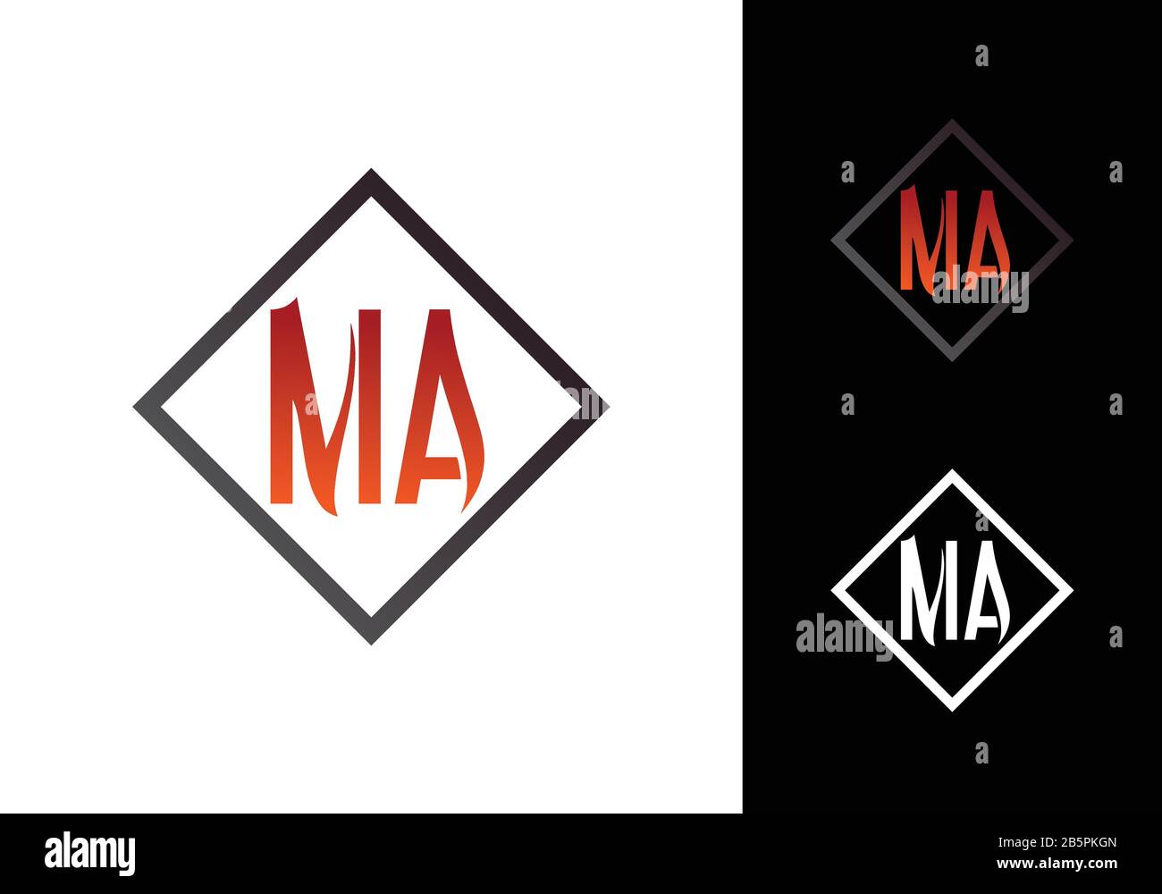 M A ma modello vettoriale di disegno del logo della lettera Iniziale, simbolo alfabetico grafico per l'identità aziendale aziendale aziendale Illustrazione Vettoriale