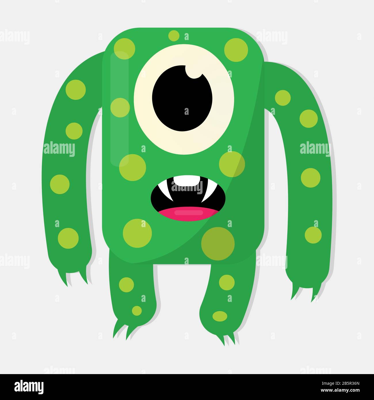 simpatico mostro verde isolato vettore illustrazione Illustrazione Vettoriale