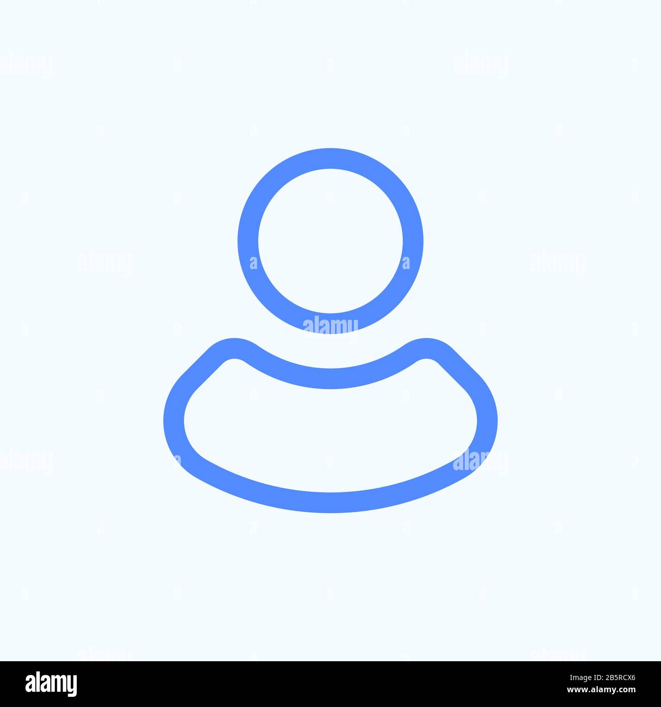 Icona della linea dell'utente o avatar. Icona a linee arrotondate e sottili per il menu del tuo sito web su sfondo azzurro. Illustrazione Vettoriale