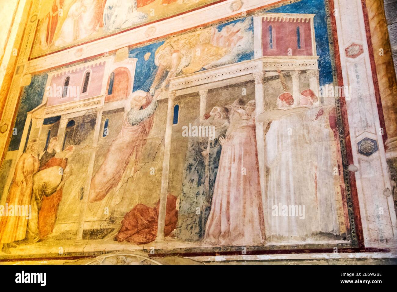 Affreschi della Cappella Peruzzi nella Basilica di Santa Croce a Firenze Foto Stock