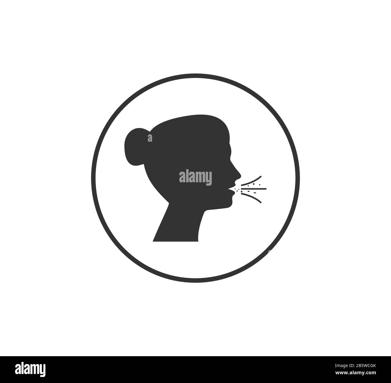 Raffreddore comune, tosse, icona influenza. Illustrazione vettoriale, design piatto. Illustrazione Vettoriale