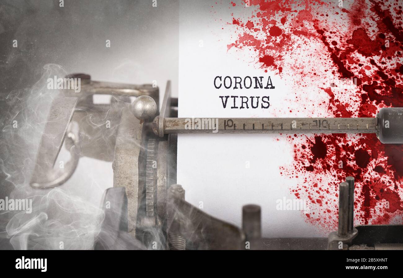 Primo piano di una macchina da scrivere vintage, rischio biologico - XXXX Foto Stock