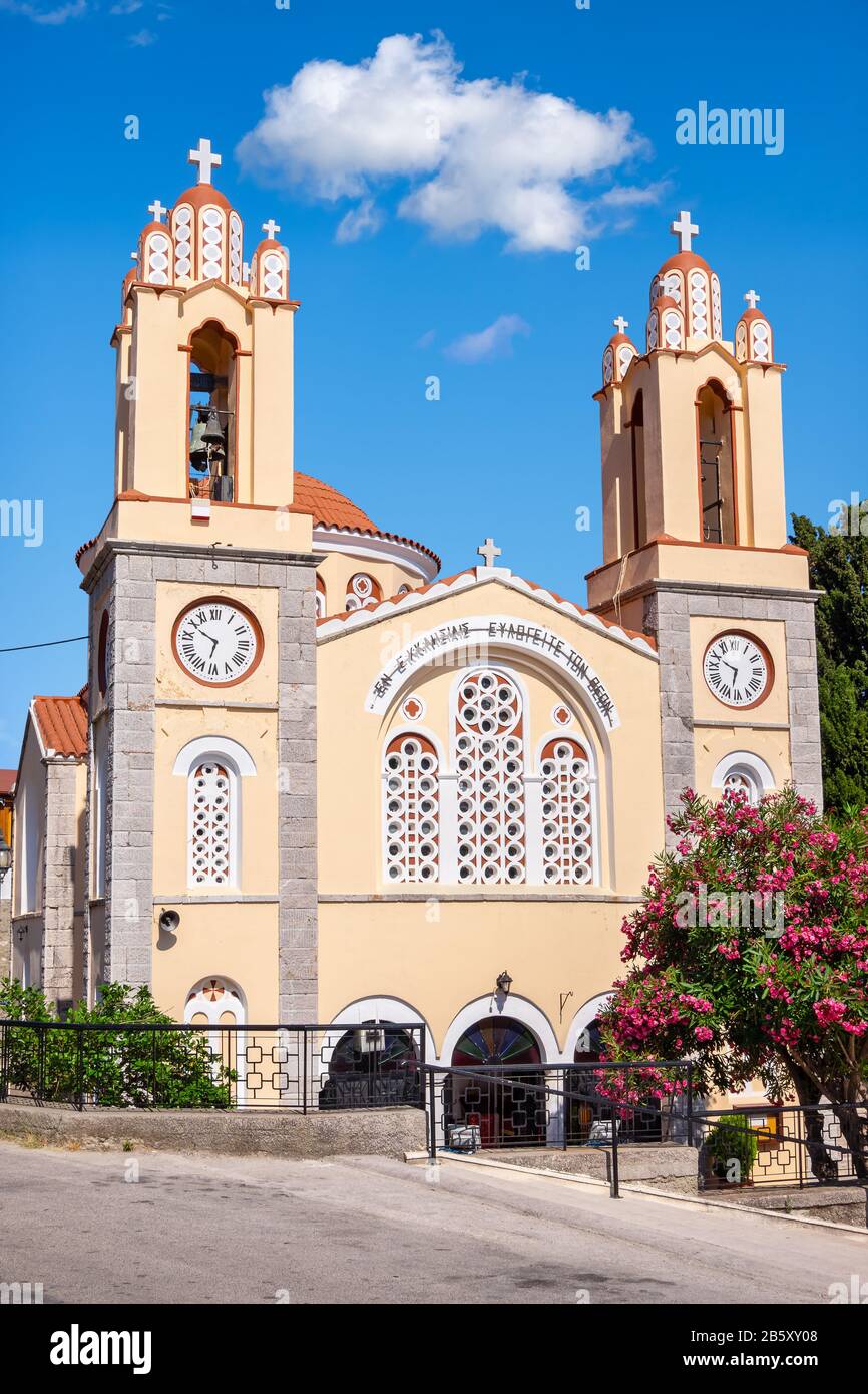 Chiesa di San Panteleimona in Siana fu costruito oltre 400 anni fa. Rhodes, isole Dodecanesi, Grecia, Europa Foto Stock