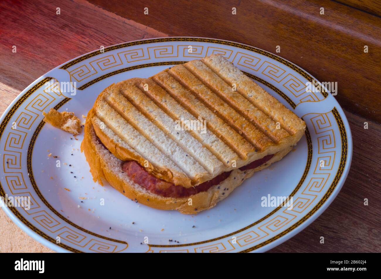 panino fatto in casa sulla piastra Foto Stock