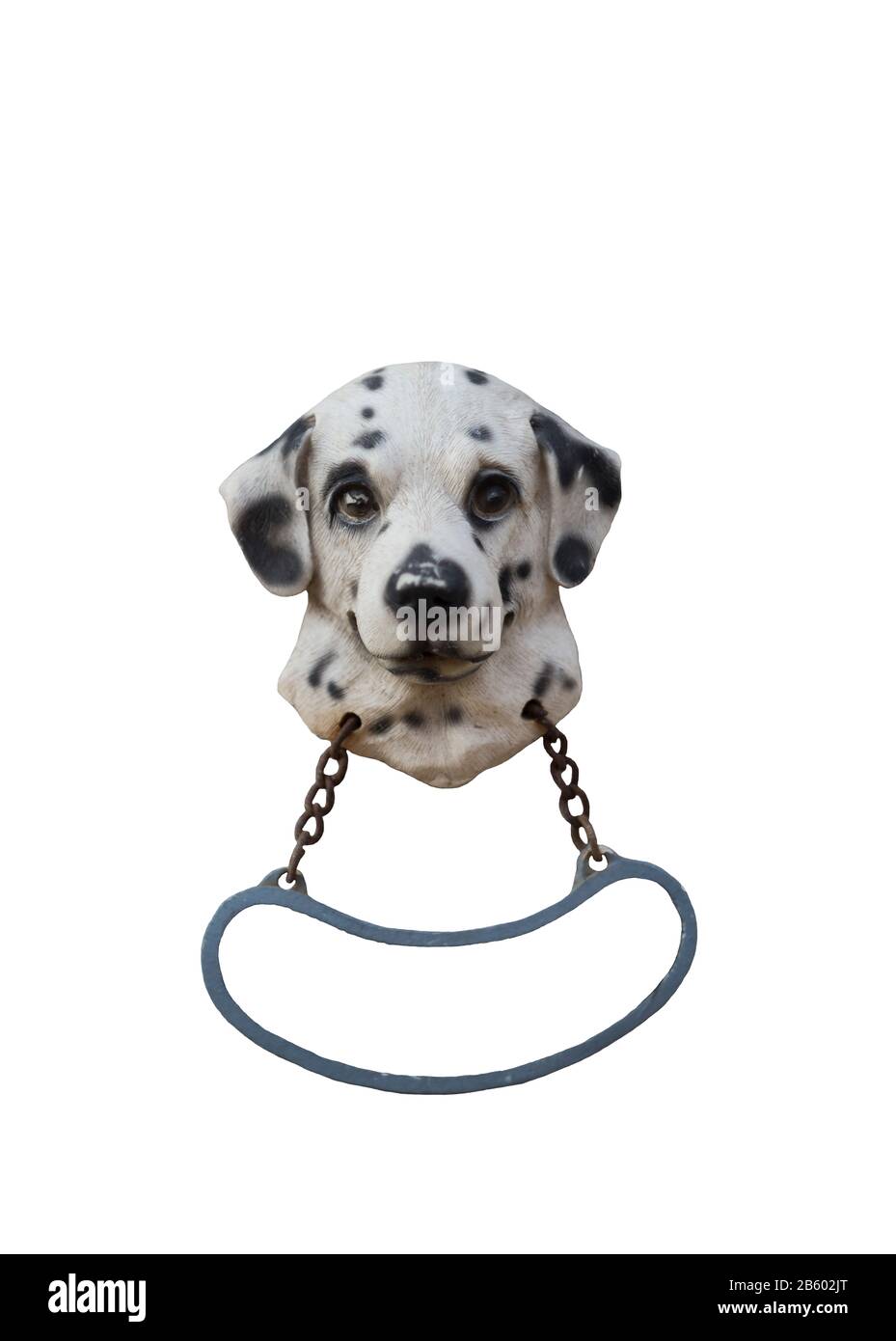 cane dalmata in ceramica con spazio vuoto per scrivere su sfondo wthite Foto Stock