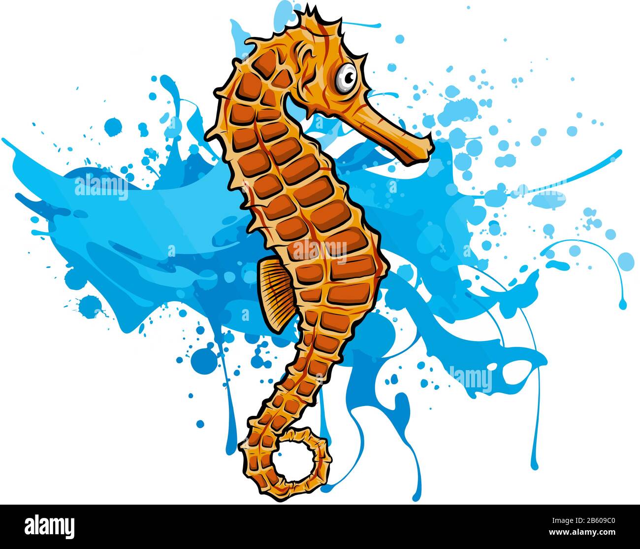 Un Seahorse. Illustrazione vettoriale senza strumento Mesh. Illustrazione Vettoriale