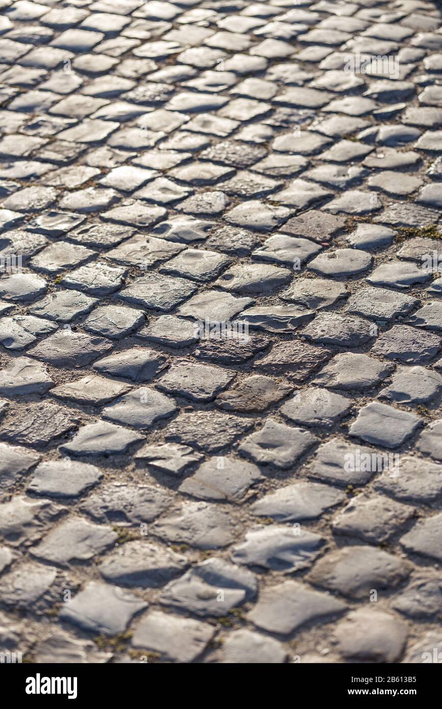 Immagine di fondo della strada dalle acciottolate. Foto Stock