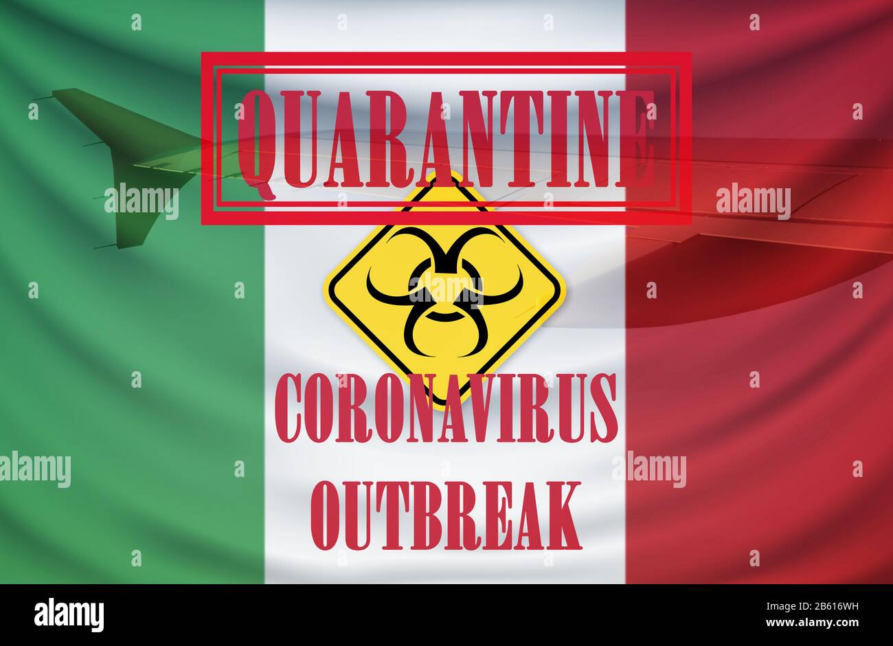 Coronavirus lotta globale Italia quarantena - COVID-19 - divieto di viaggio, quarantena Foto Stock