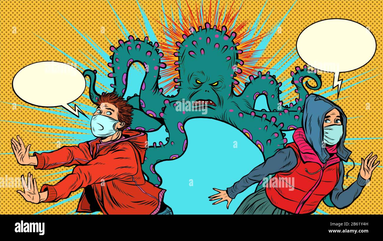 le persone hanno paura di un'epidemia: pandemia epidemia coronavirus covid19. Illustrazione Vettoriale