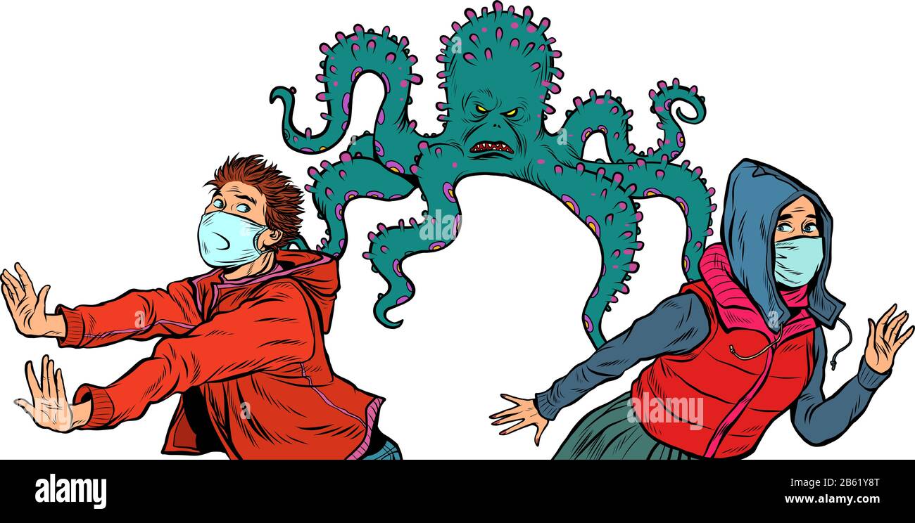 le persone hanno paura di un'epidemia: pandemia epidemia coronavirus covid19. Illustrazione Vettoriale