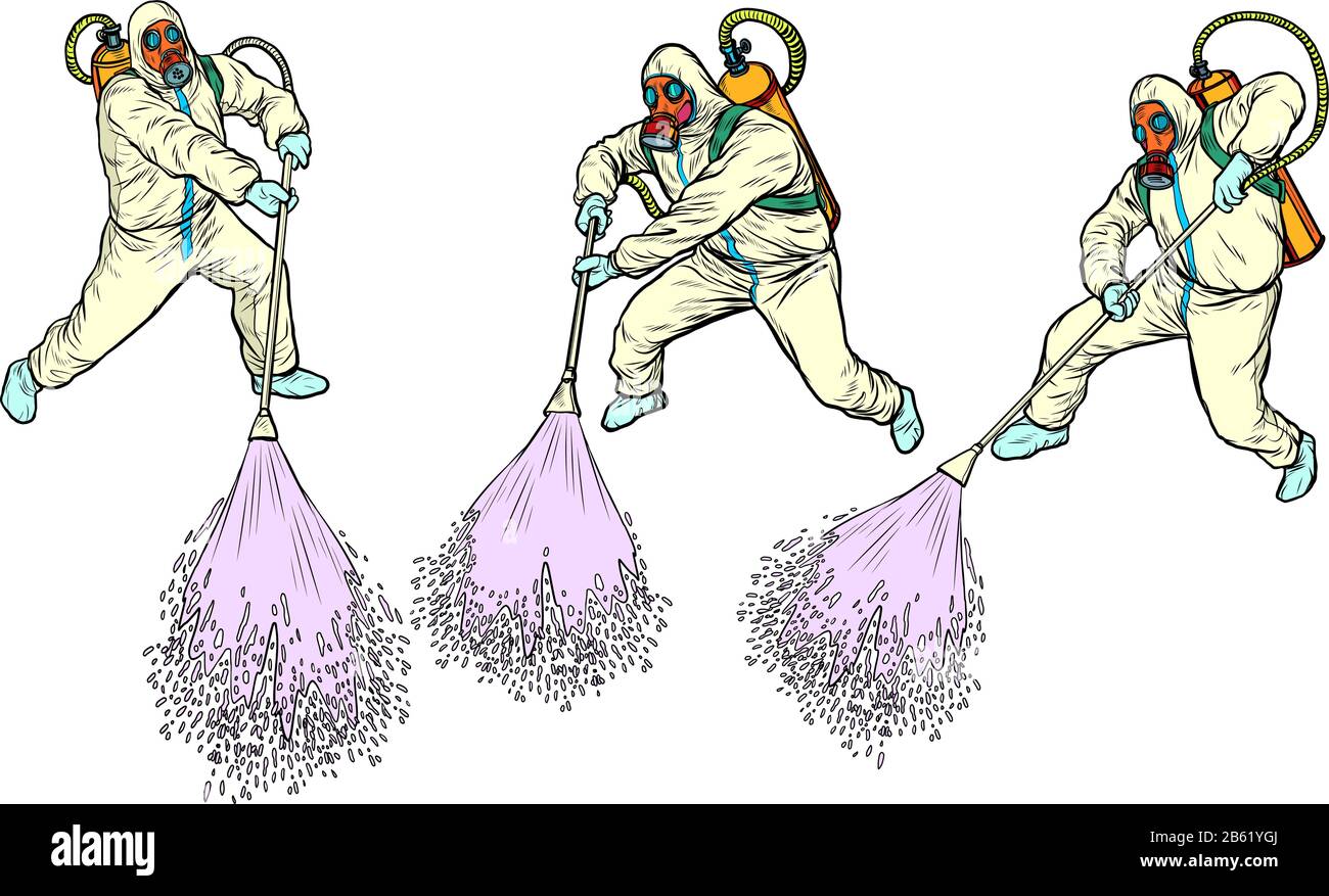 protezione epidemica adatta alla disinfezione. pandemia epidemia coronavirus covid19 Illustrazione Vettoriale