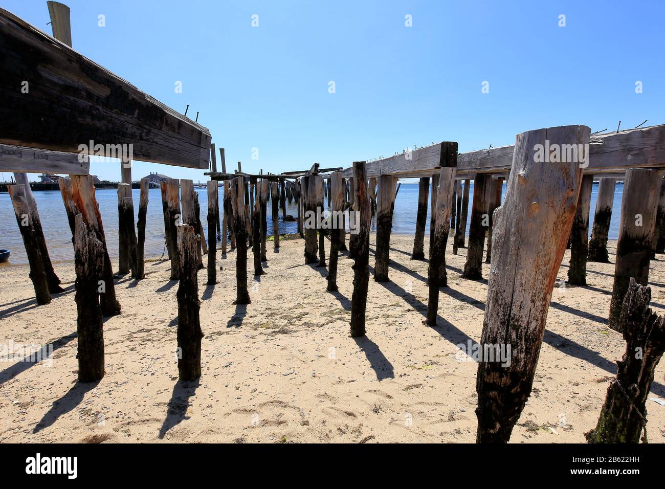 Molo in legno derelict a Provincetown Cape Cod Foto Stock