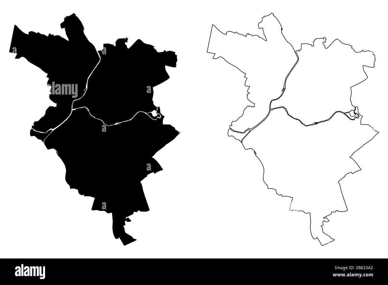 Le Mans City (Repubblica francese, Francia) mappa vettore illustrazione, abbozzare schizzo Città di le Mans mappa Illustrazione Vettoriale