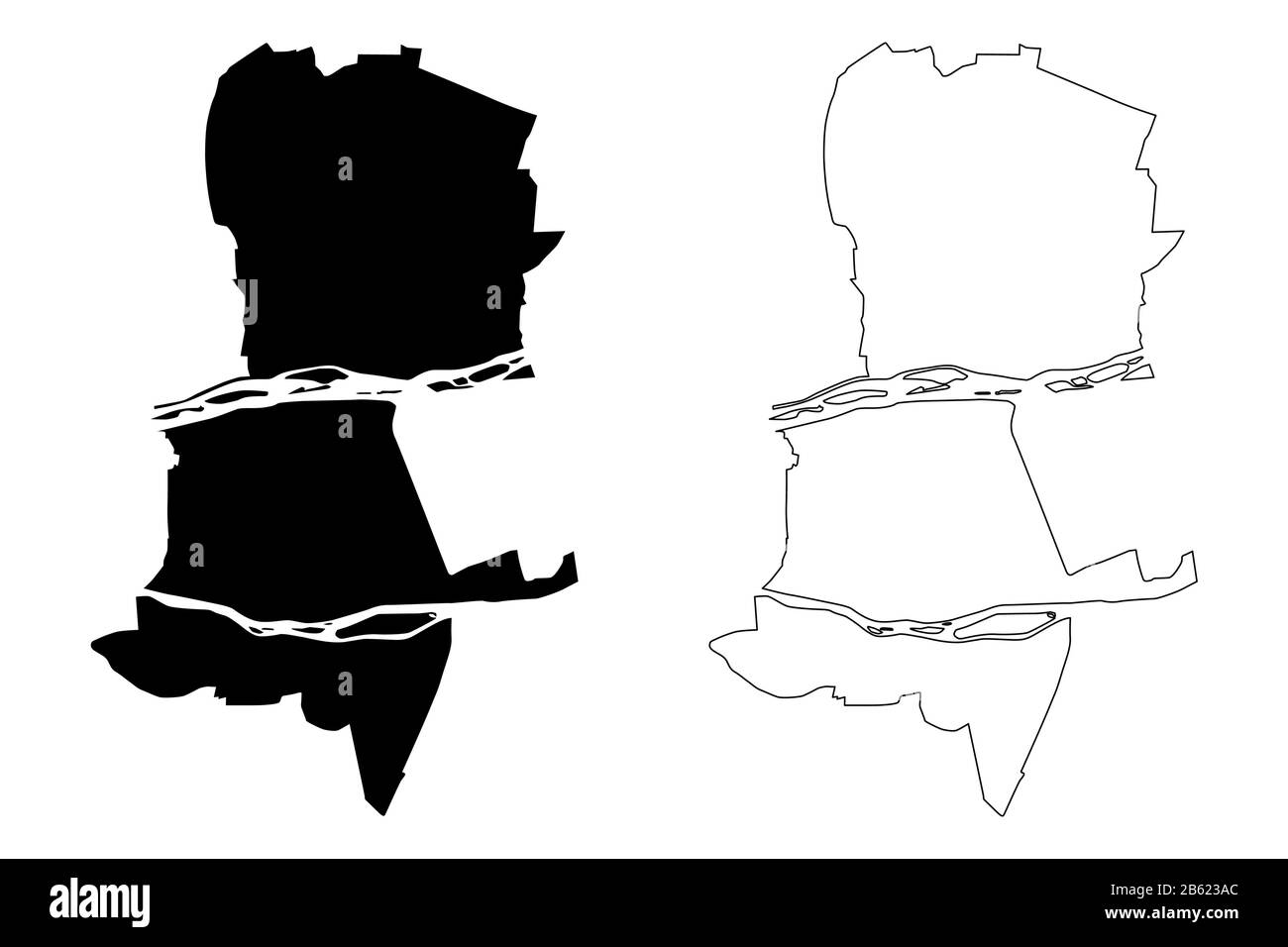 Tours City (Repubblica francese, Francia) mappa vettore illustrazione, abbozzare schizzo Città di Tours mappa Illustrazione Vettoriale