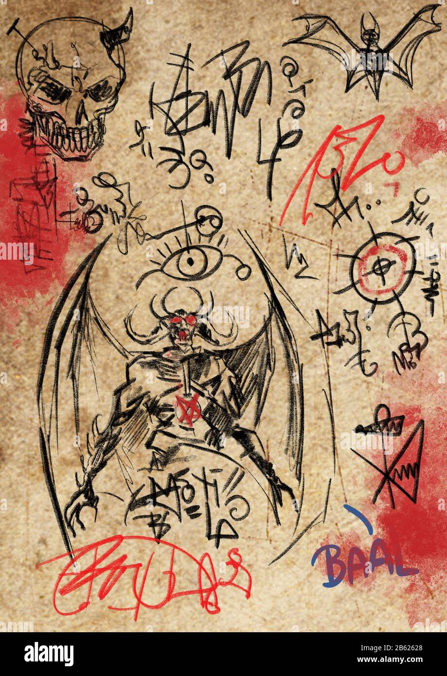 pagina di necronomicon Foto Stock