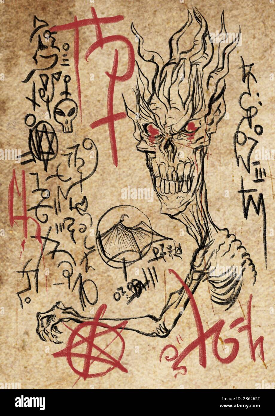 pagina di necronomicon Foto Stock
