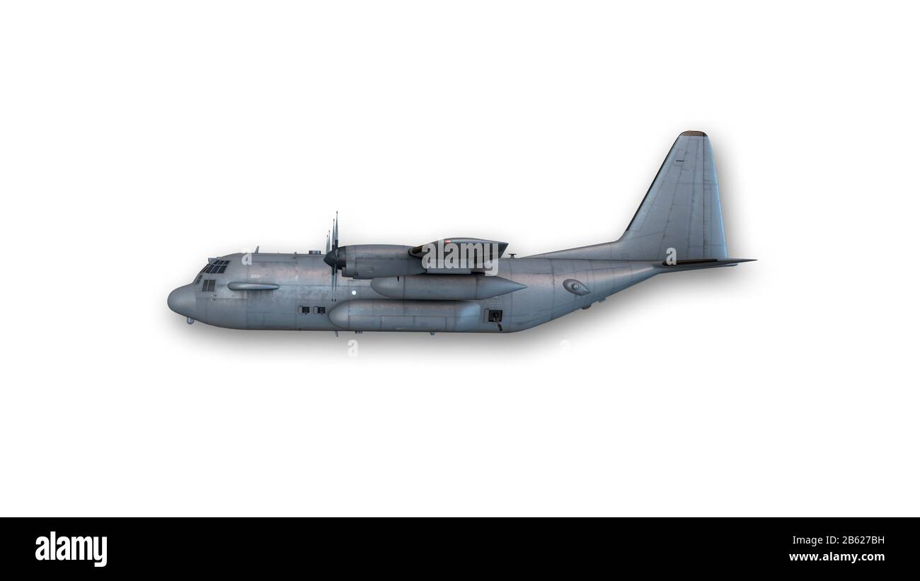 Bomber, aereo militare isolato su sfondo bianco, vista laterale Foto Stock