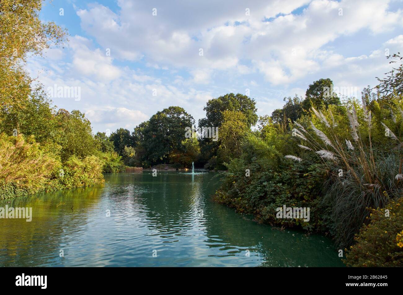 Pond nel Greenwich Park in estate, South East London, Regno Unito Foto Stock