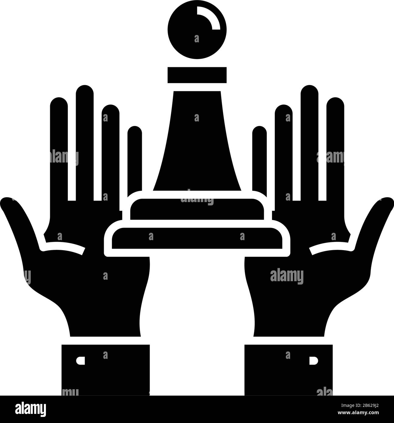 Icona nera di Trump, illustrazione concettuale, simbolo piatto vettoriale, simbolo glifo. Illustrazione Vettoriale
