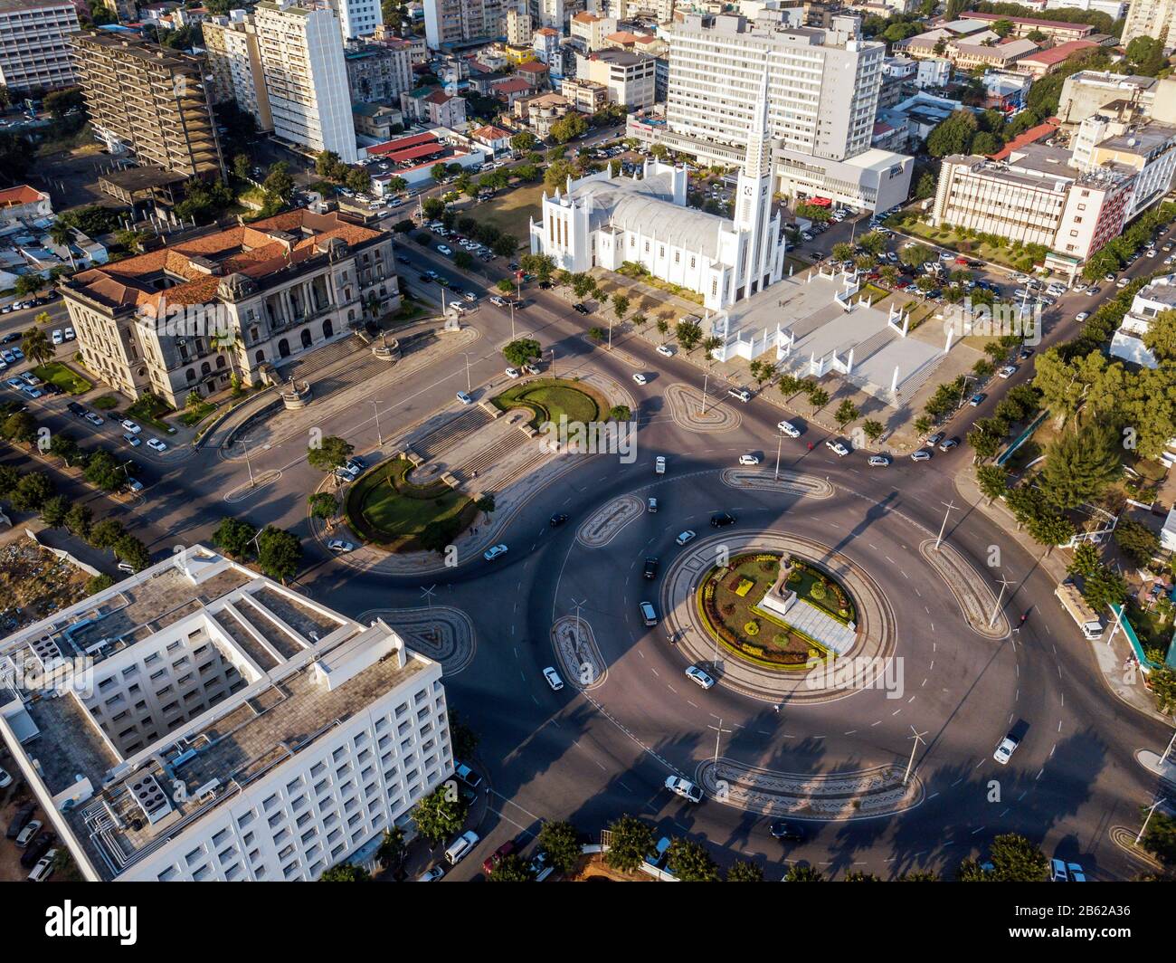 Veduta aerea di Piazza Independance a Maputo, capitale del Mozambico Foto Stock