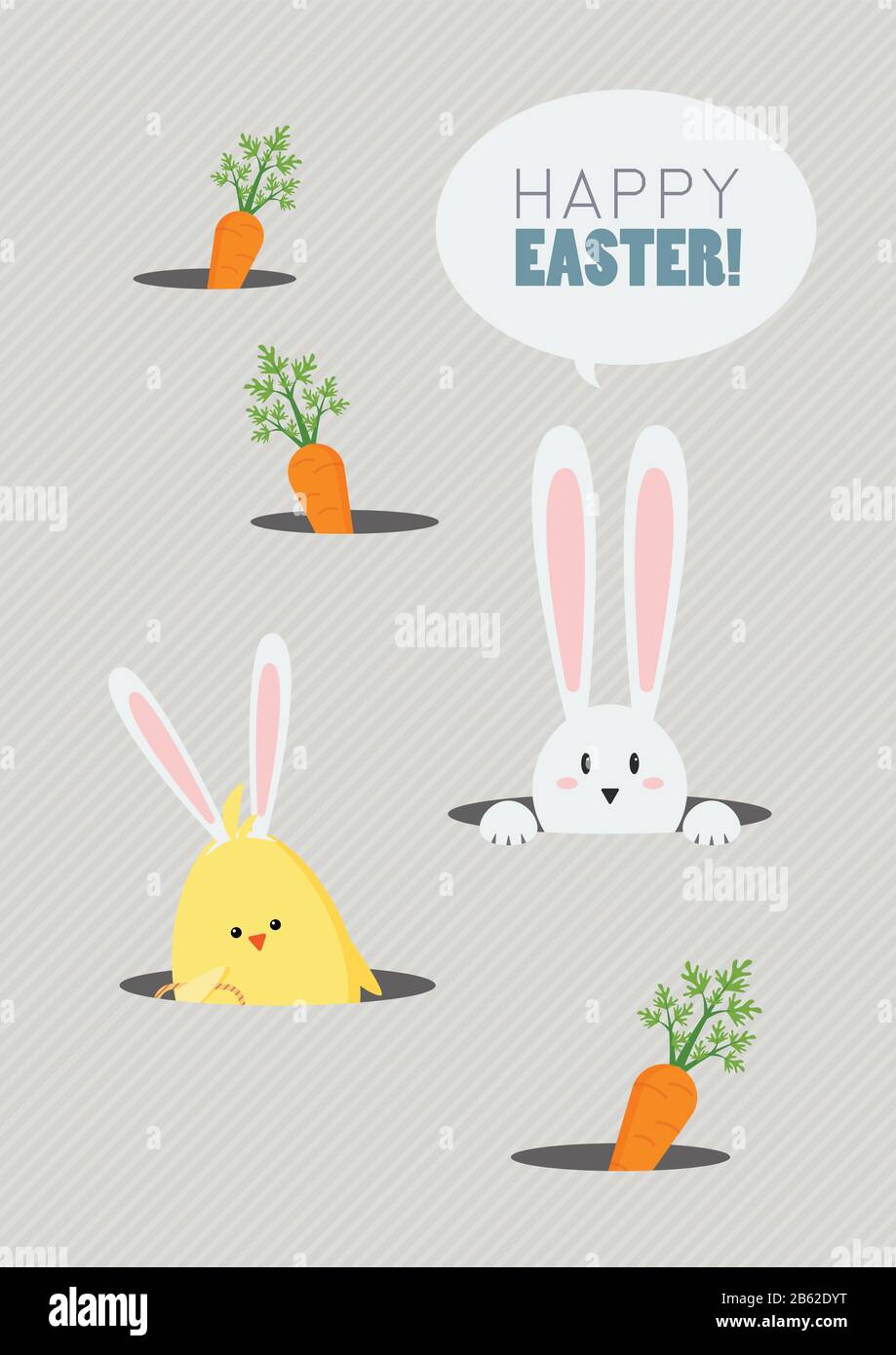 Buon Saluto Di Pasqua Cartone Carino. Biglietto di auguri di Pasqua Illustrazione Vettoriale