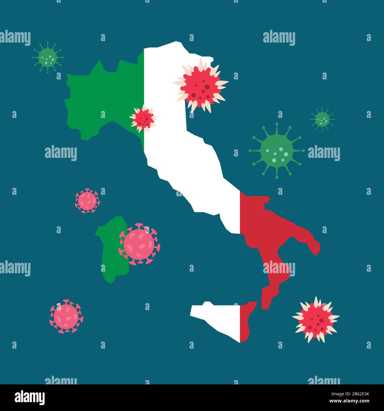 Italia mappa paese con coronavirus. Illustrazione vettore Illustrazione Vettoriale